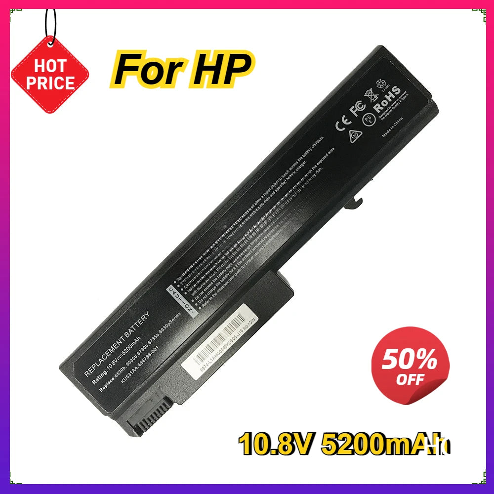 New Laptop Battery for Hp Compaq 6530b 6735b 6535b HSTNN-IB68 IB69 C68C EliteBook 6930p 8440P 8440W 6450B 6 Cells