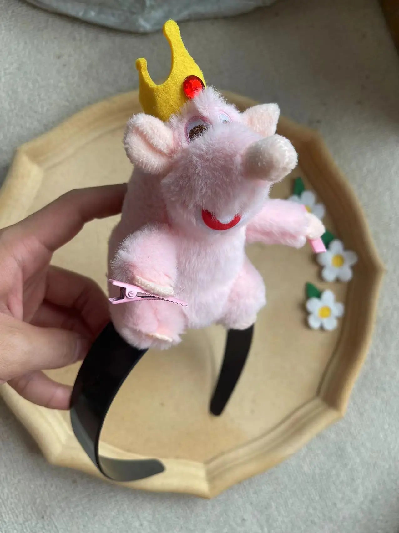 Pink Rabbit Headband With Missing Teeth Grabbing Bangs Hair Clip Funny Cute Doll Cooking Mouse King Face Wash Headband Hair