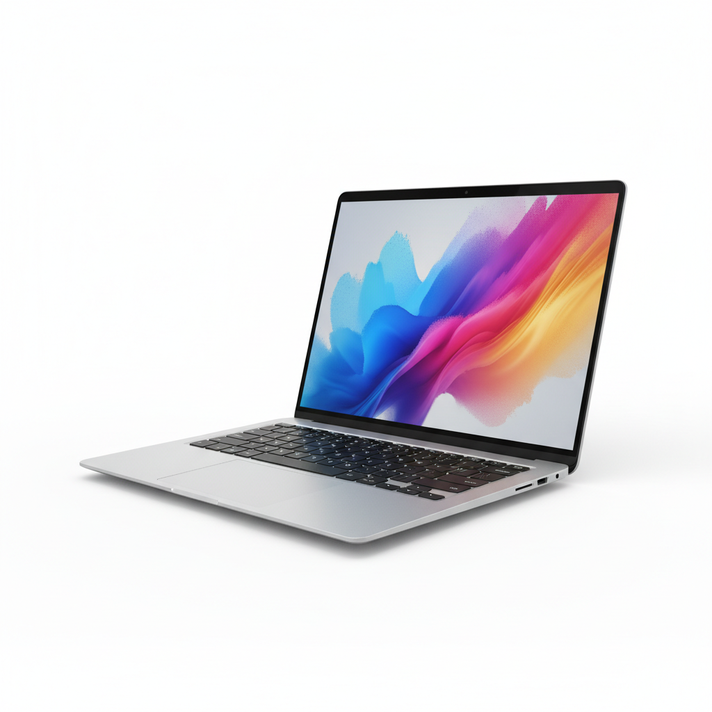 Premium slim ultrabook laptop 15 inch silver aluminum open display