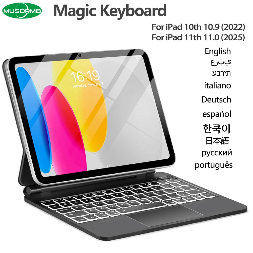Magic Keyboard for iPad 11th Generation A16 2025 11"A3354 A3355 Keyboard Case for iPad 10th Gen 2022 10.9" A2696 A2757 Cover