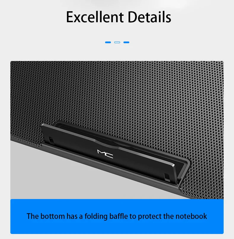 Gaming Laptop Cooler Large Size For 12-16 Inch Notebook Two USB Laptop Cooling Pads Wind Speed Adjustable Silent Laptop Stand