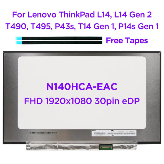 14 inch Lenovo ThinkPad T14 T490 P43s LCD screen replacement N140HCA-EAC 30-pin eDP