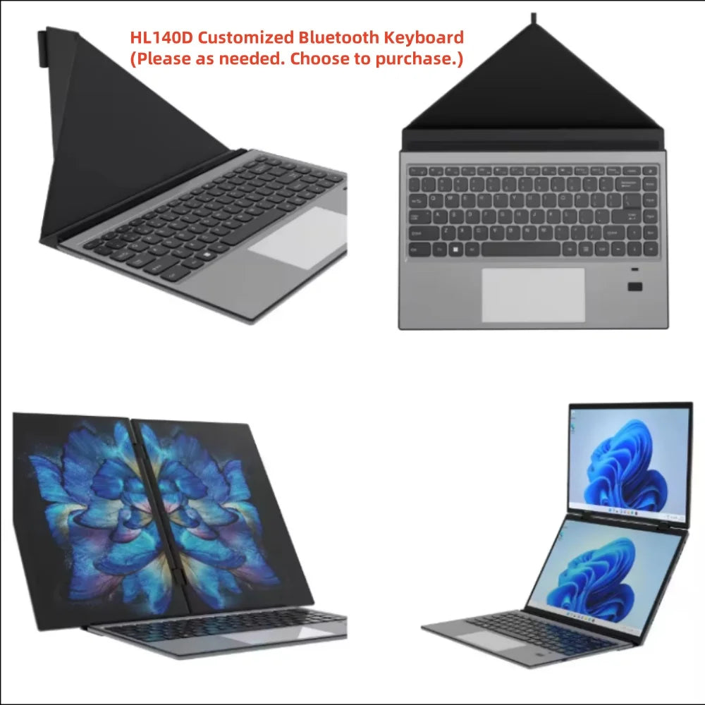14 inch+14inch touch Dual Screen Laptop Intel N100 Processor Gaming Laptop DDR4 16GB 1TB SSD Notebook Computer
