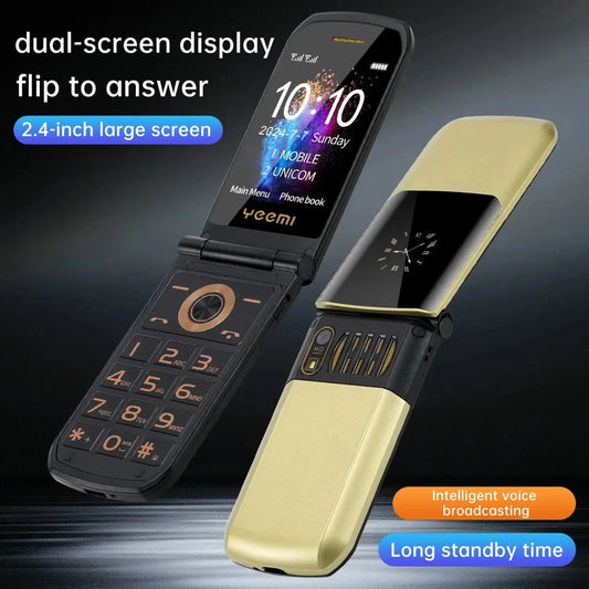 YeeMI S7 4G High-quality Drop-resistant Mobile Phones 2.4inch Flip Feature Phone Dual SIM Bluetooth Large Font for Elderly Phone