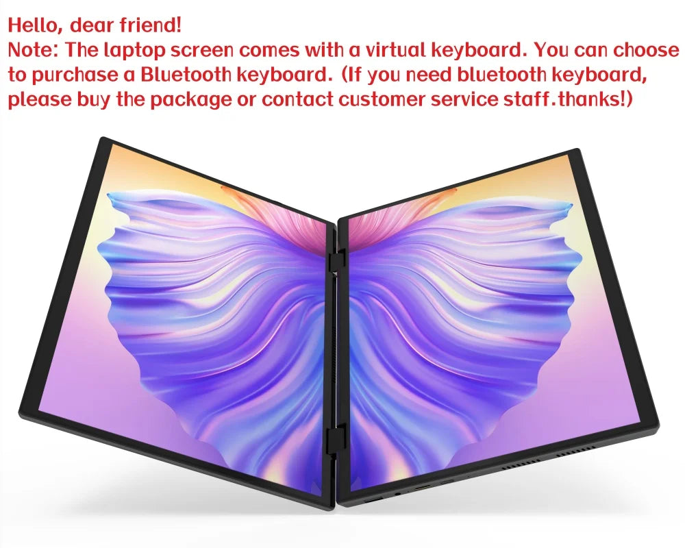 14 inch+14inch touch Dual Screen Laptop Intel N100 Processor Gaming Laptop DDR4 16GB 1TB SSD Notebook Computer