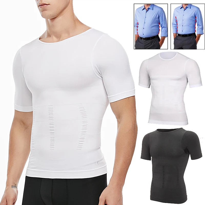 Men's slimming body shaper vest with belly control waist trainer and posture corrector