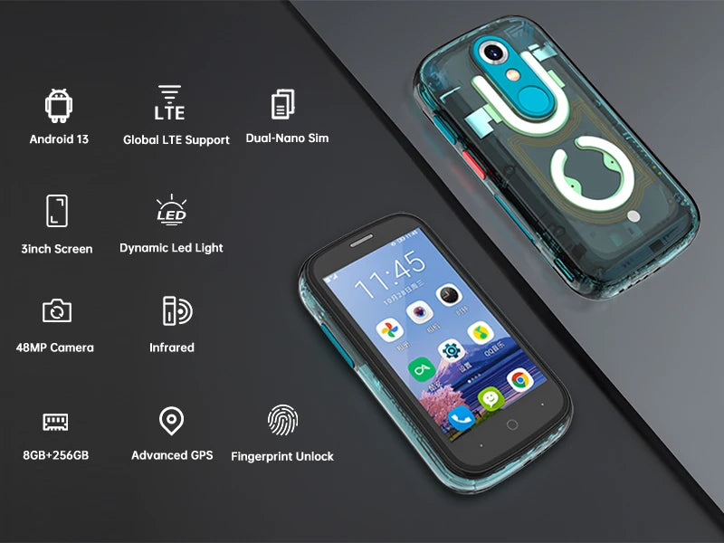 Unihertz Jelly Star Mini Smartphone Android 13 8GB RAM 256GB ROM 2000 mAh battery G99 Octa 48MP 3 inch Led Light Unlocked Phone