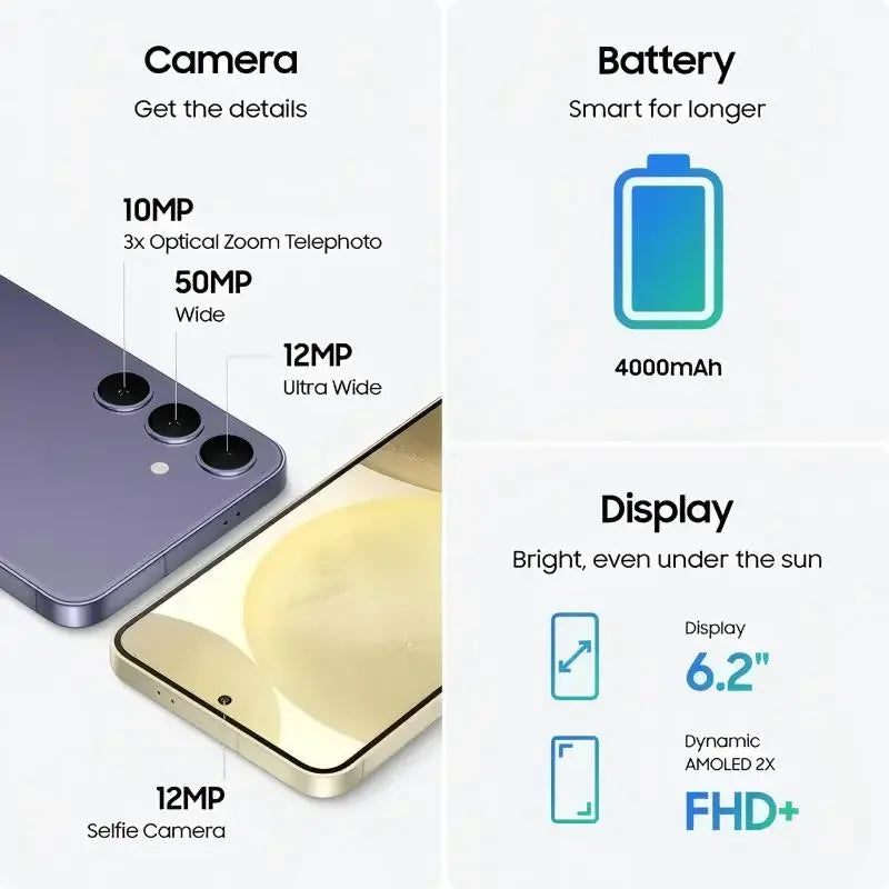 Refurbished Samsung Galaxy S24 5G 6.2" AMOLED ROM 256/512GB RAM 8GB Global Version Exynos NFC Original Android AI Cell Phone