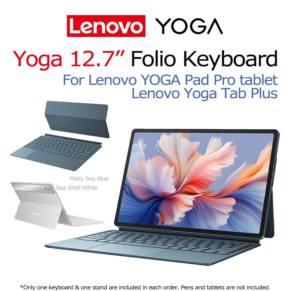 Original Lenovo 12.7'' Yoga Tab Plus Keyboard for TB520 YOGA Pad Pro Tablet Back Shell Multi-angle 12.7-inch Magnetic Adjustable
