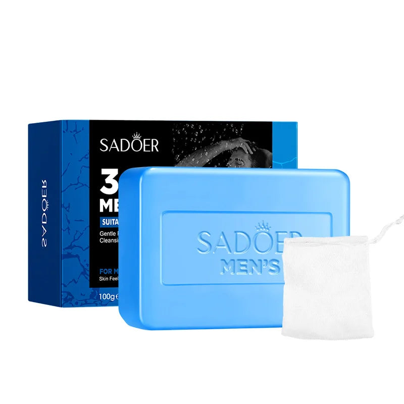 SADOER Men's Facial Soap Face Wash Foam Facial Cleanser Moisturizing Hydrating Oil Control Men Body Bathing Soap