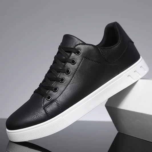Men Sports Shoes Brown Leather Vulcanized Shoe Fashion Versatile Solid Color Running Shoes for Man Plus Size 45 Sneakers