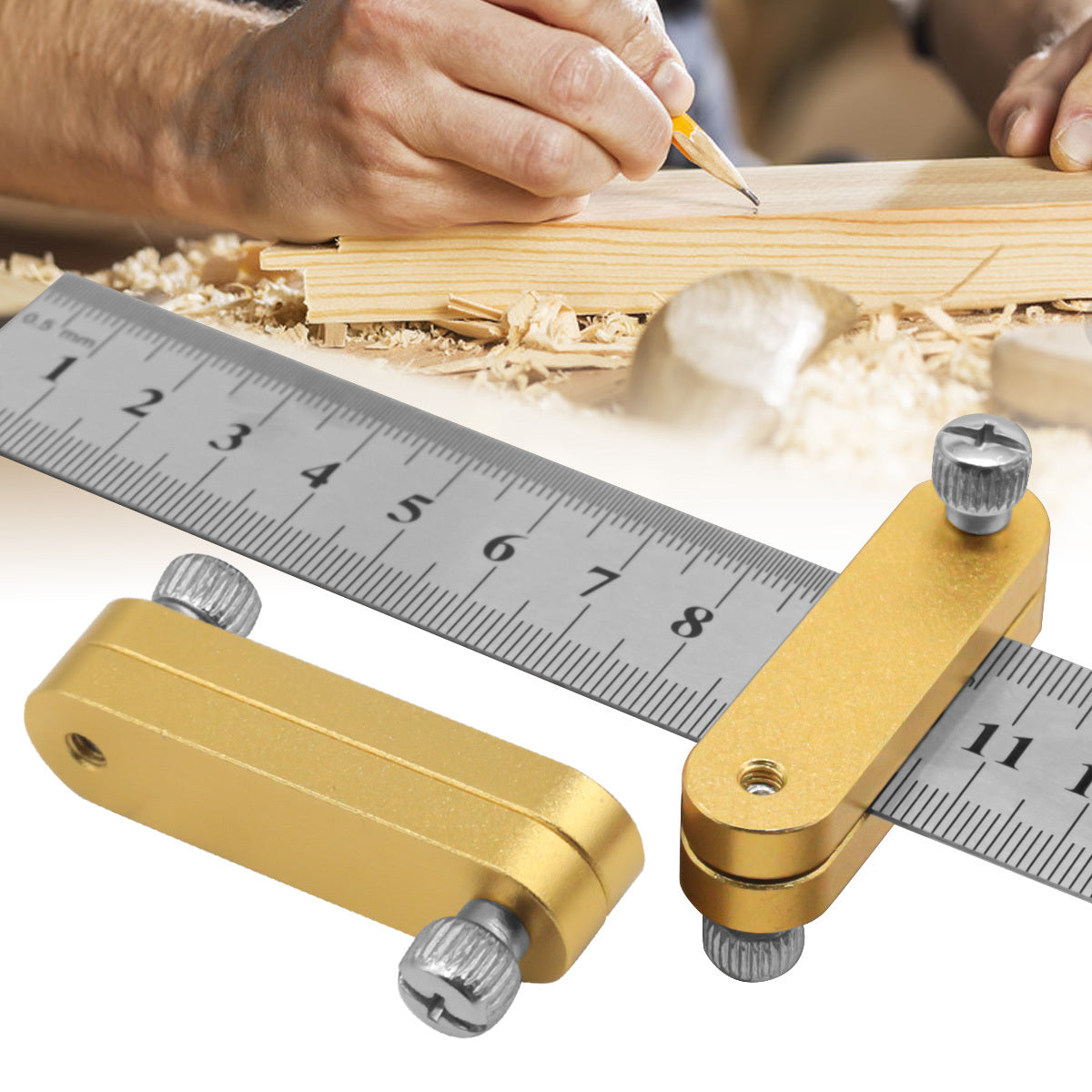 1Pc Steel Ruler Positioning Block, Carpentry Ruler Measuring Tool Woodworking Scriber Line Marking Gauge