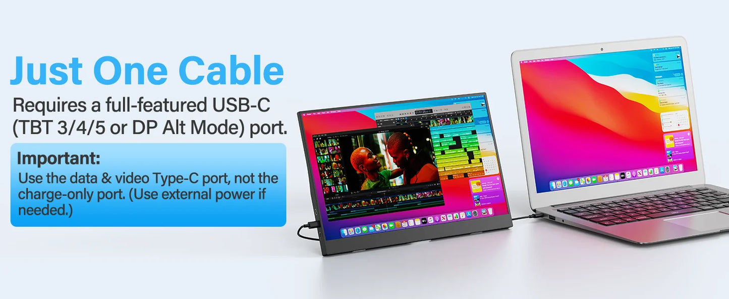 Amoudo 15.6 Inch Portable Monitor 1920x1080P  Extend Display IPS LCD Panel Penhole Stand VESA USBC Mini HDMI Mobile Display