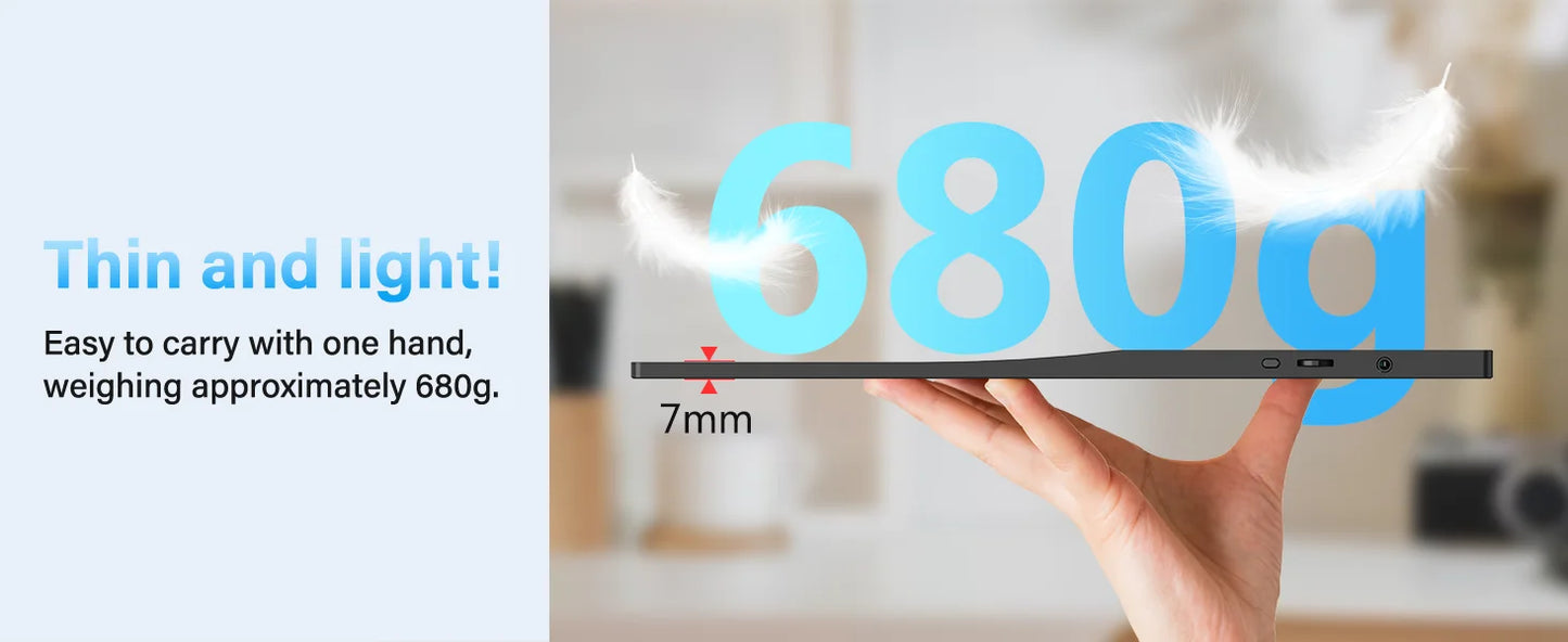 Amoudo 15.6 Inch Portable Monitor 1920x1080P  Extend Display IPS LCD Panel Penhole Stand VESA USBC Mini HDMI Mobile Display