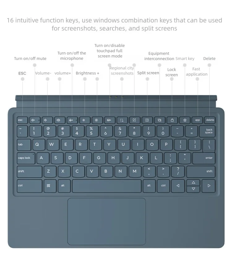 Original Lenovo 12.7'' Yoga Tab Plus Keyboard for TB520 YOGA Pad Pro Tablet Back Shell Multi-angle 12.7-inch Magnetic Adjustable