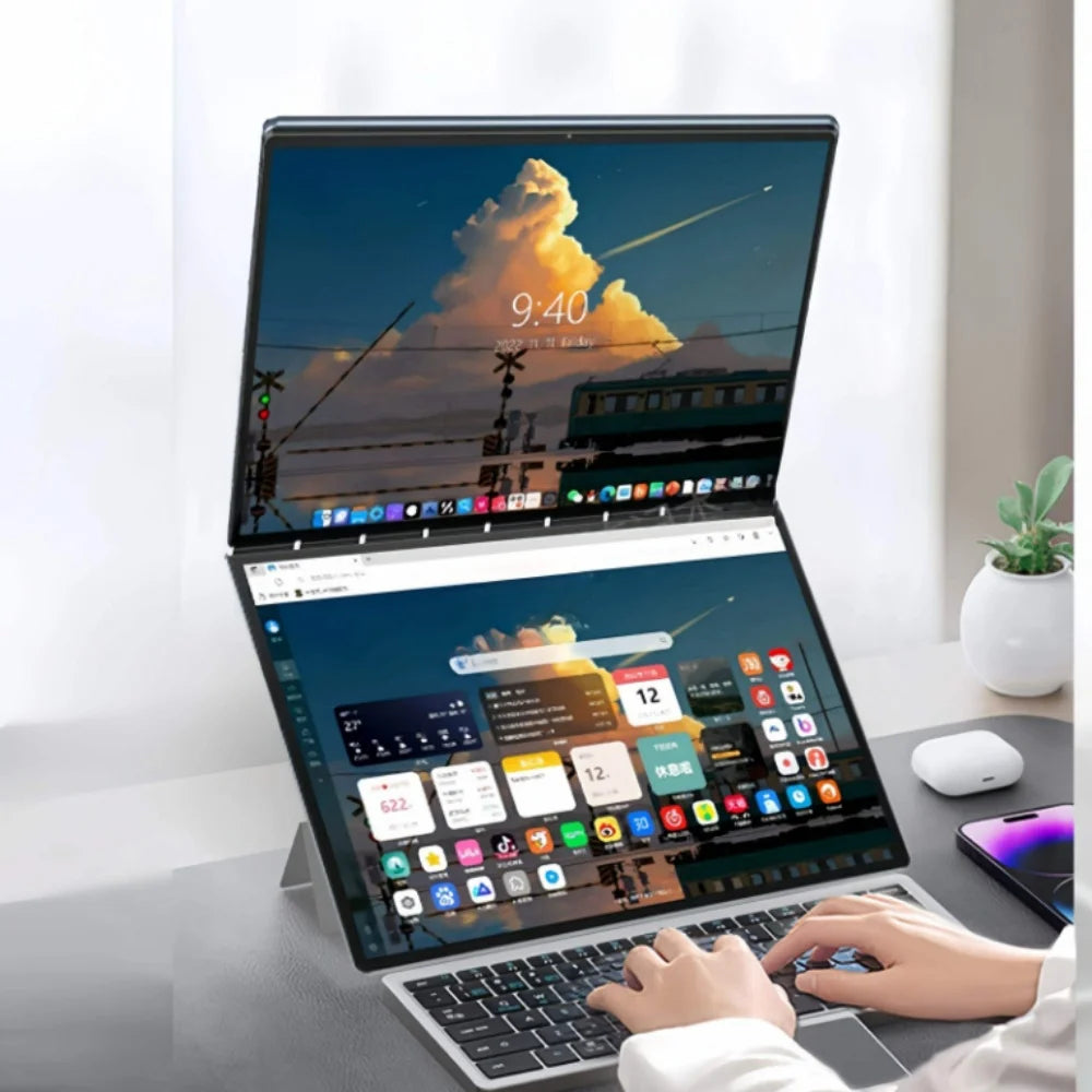 14 inch+14inch touch Dual Screen Laptop Intel N100 Processor Gaming Laptop DDR4 16GB 1TB SSD Notebook Computer