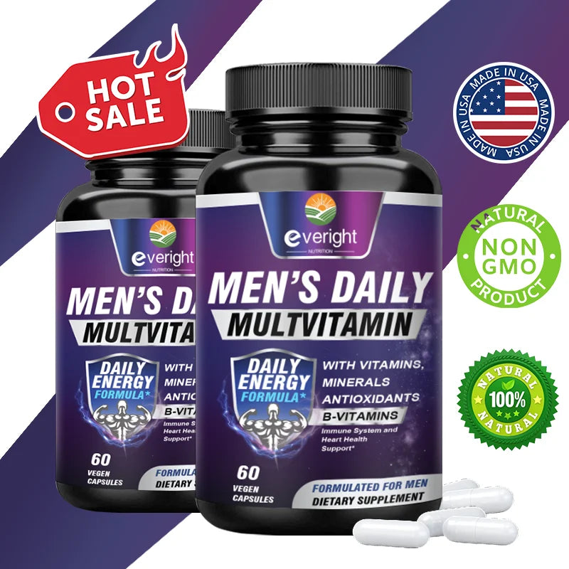 Men's Multivitamin – Immune Boost with Vitamins A, B12, C, D | Daily Energy & Non-GMO