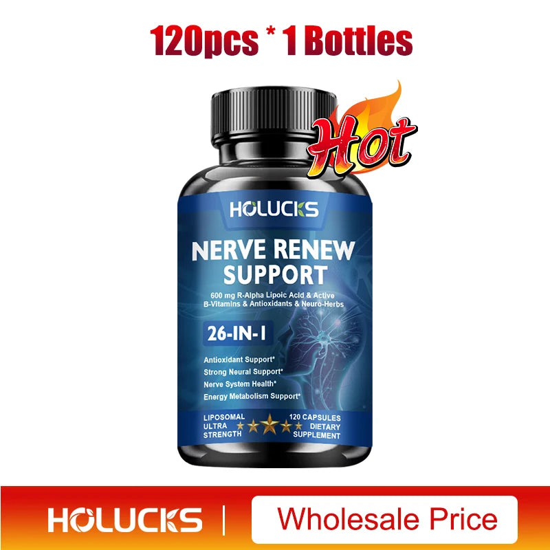 Advanced Nerve System Supplement, with Multivitamin & Herbal Formula, Promote Nerve Health, Antioxidant Defense & Daily Energy