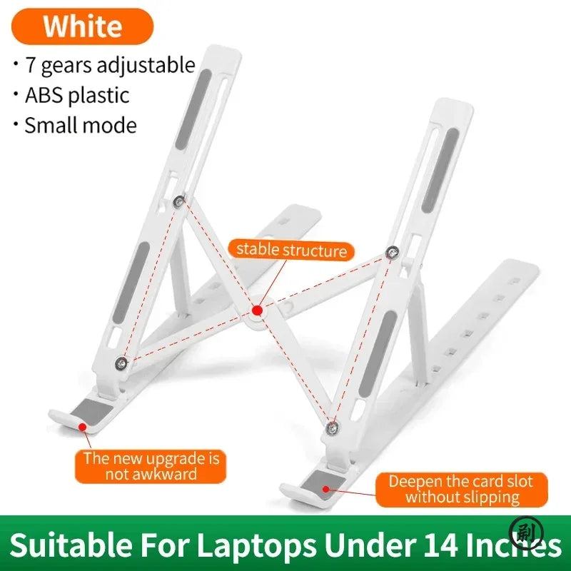Portable foldable adjustable laptop and tablet stand desk dock accessory"