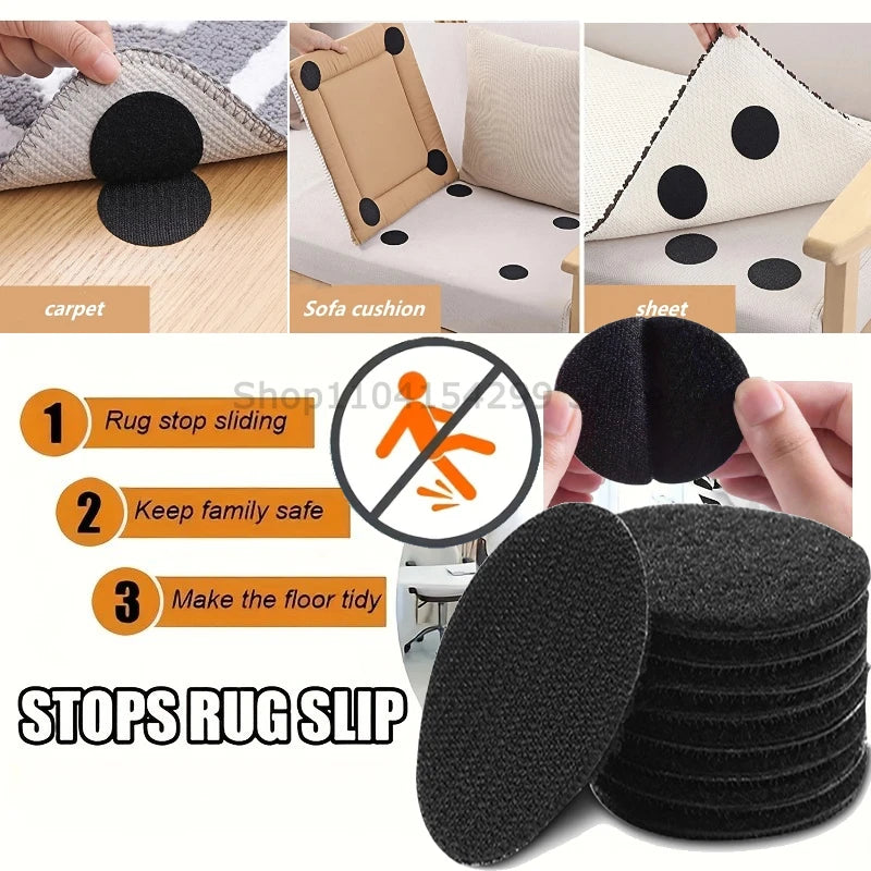 10-50pairs Carpet Mat Fixing Stickers Universal Car Foot Pad Invisible Non Slip Tape Nylon Magic Tape Auto Traceless Adhesive