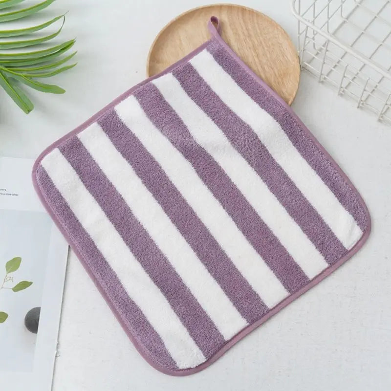4Pcs Soft Skin Hand Wash Towels Gentle Absorbent Polyester Stripe Face Wash Towels Skin-Friendly Perfect for Bathroom Travel