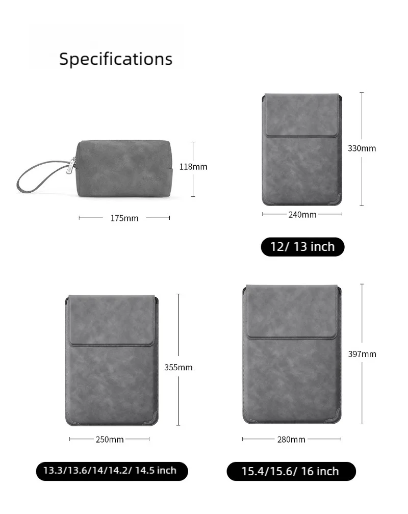 Laptop Sleeve Case 13 14 15 15.6 16Inch For Huawei HP DELL Bag For Macbook Air Pro 13 13.6 M4 Notebook Case with stand Men Women