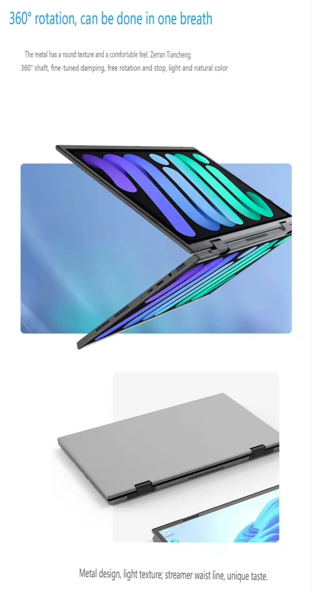 14 inch+14inch touch Dual Screen Laptop Intel N100 Processor Gaming Laptop DDR4 16GB 1TB SSD Notebook Computer