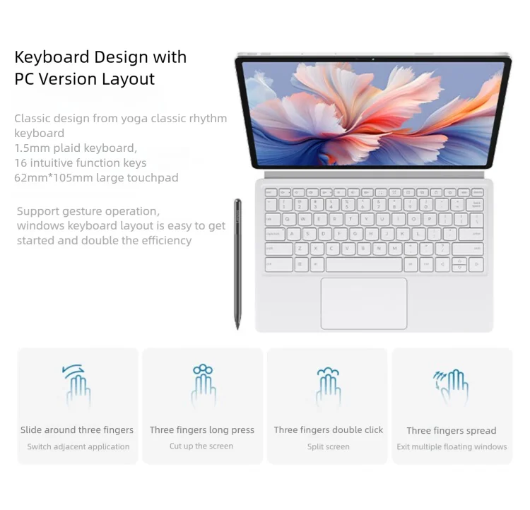 Original Lenovo 12.7'' Yoga Tab Plus Keyboard for TB520 YOGA Pad Pro Tablet Back Shell Multi-angle 12.7-inch Magnetic Adjustable