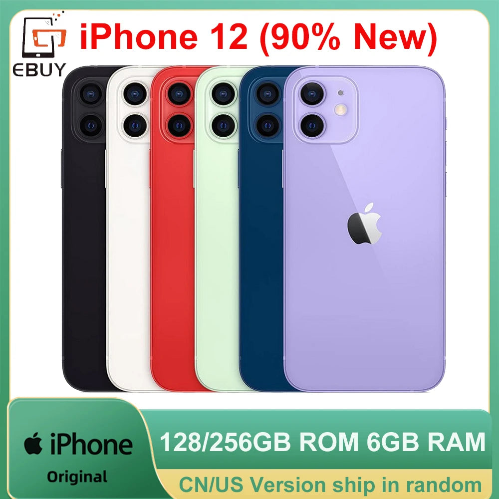 Unlocked Apple iPhone 12 128GB/256GB ROM 6GB RAM Smartphone Face ID 6.1" OLED Screen A14 Bionic 12MP Camera iPhone 12 5G Phone