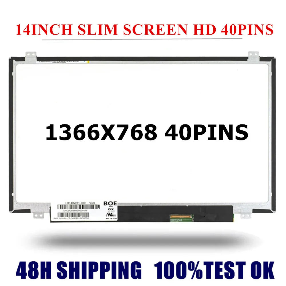14'' Laptop LCD Screen HD Matrix HB140WX1-300 B140XTN02.3 B140XTN03.0 HB140WX1-400 HB140WX1-500 LP140WH2 TL S1 HB140WX1-600