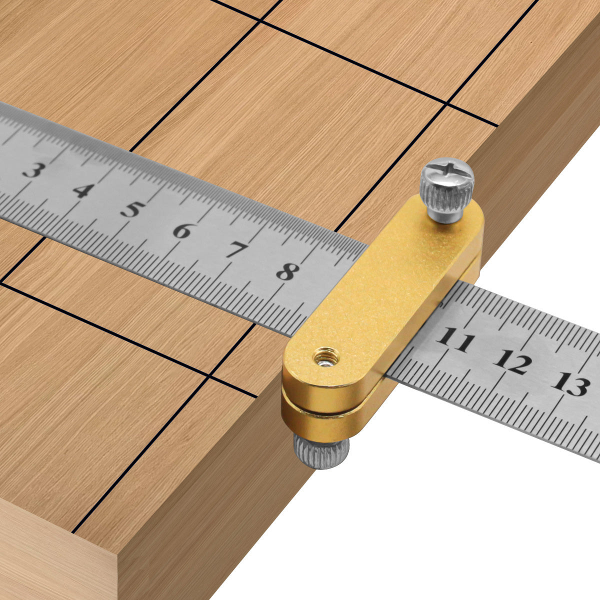 1Pc Steel Ruler Positioning Block, Carpentry Ruler Measuring Tool Woodworking Scriber Line Marking Gauge