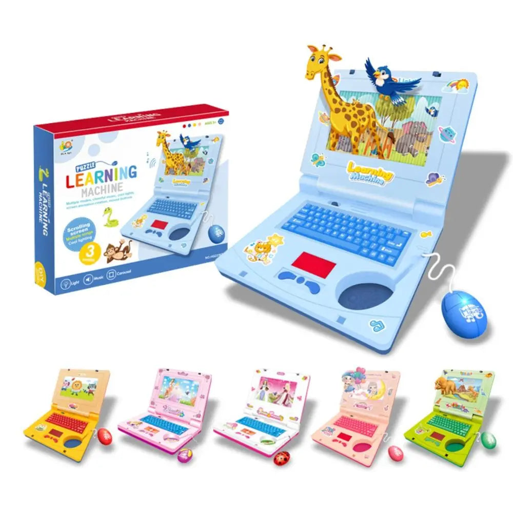 Plastic toddler educational toy laptop with LED display and music functions for young children