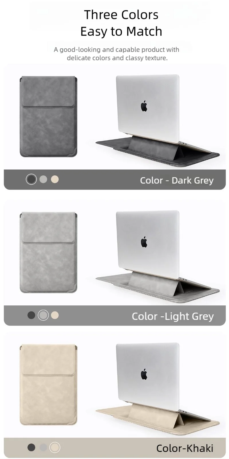 Laptop Sleeve Case 13 14 15 15.6 16Inch For Huawei HP DELL Bag For Macbook Air Pro 13 13.6 M4 Notebook Case with stand Men Women