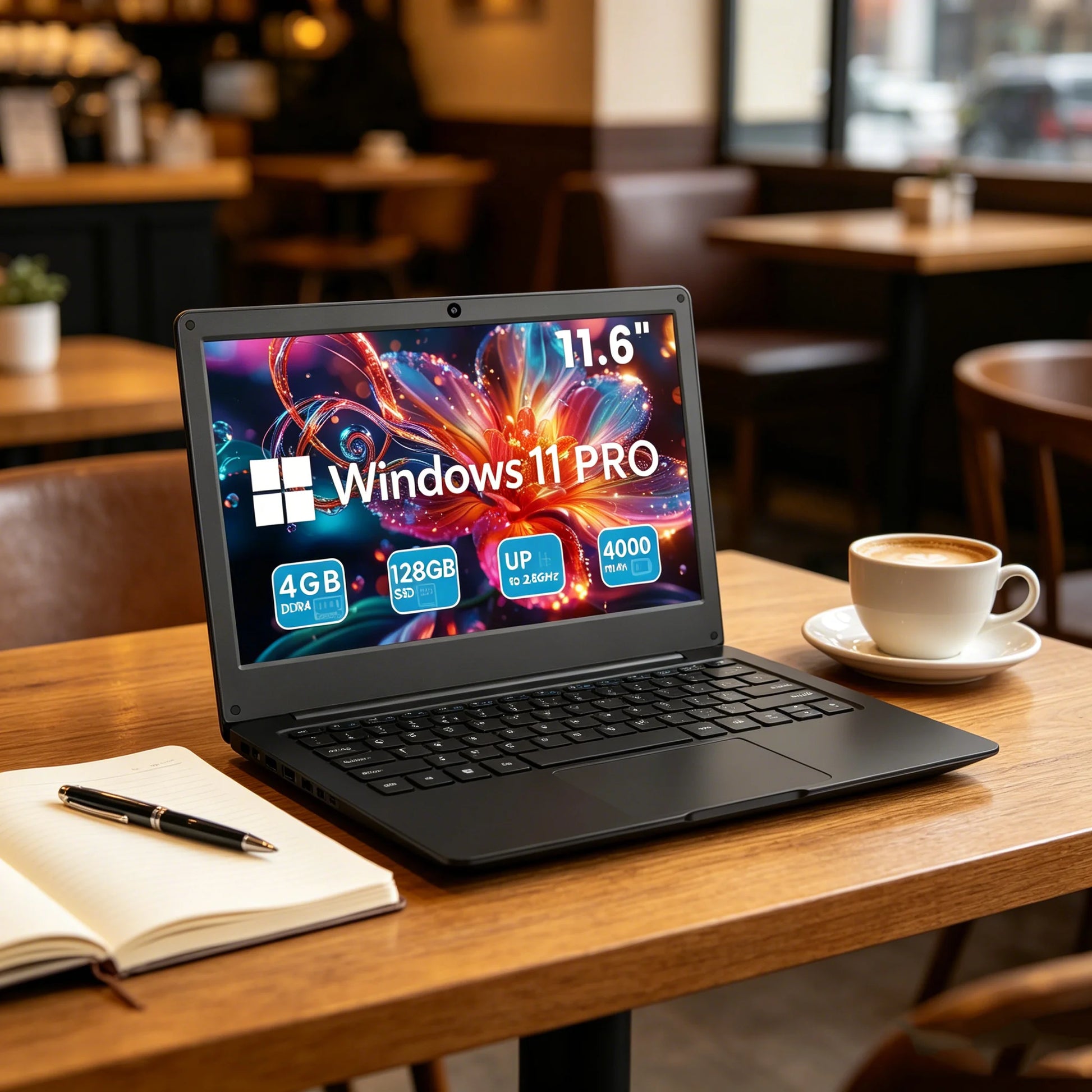 11.6 inch laptop for office and online learning with N4000 processor 4GB RAM 64GB storage WiFi and Bluetooth
