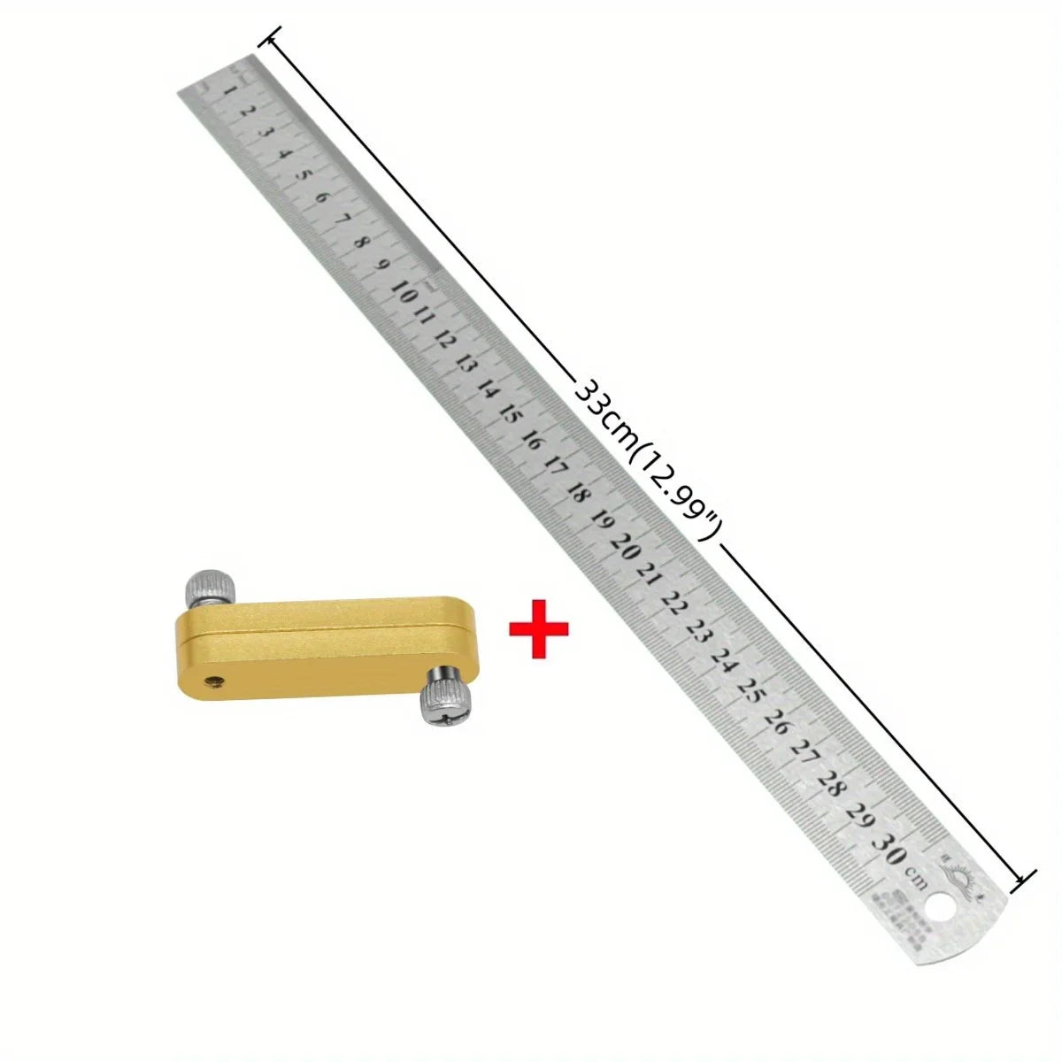 1Pc Steel Ruler Positioning Block, Carpentry Ruler Measuring Tool Woodworking Scriber Line Marking Gauge