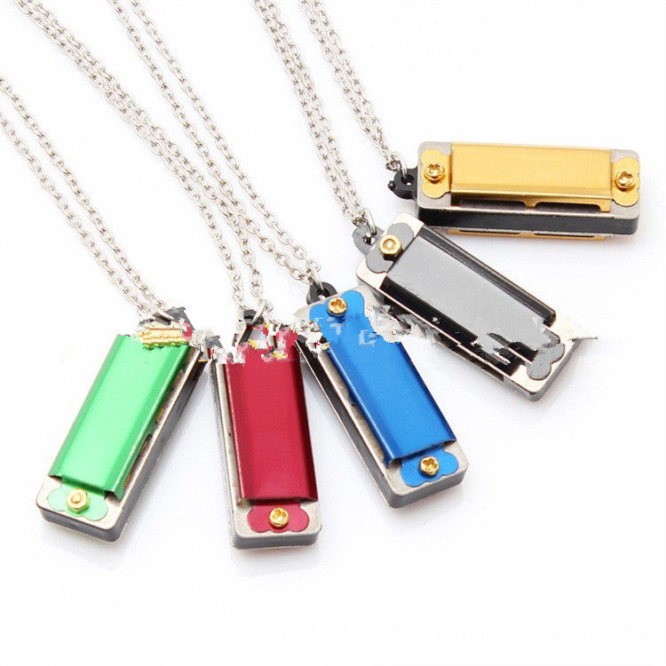 Mini 4-Hole 8-Tone Harmonica Pendant Necklace
