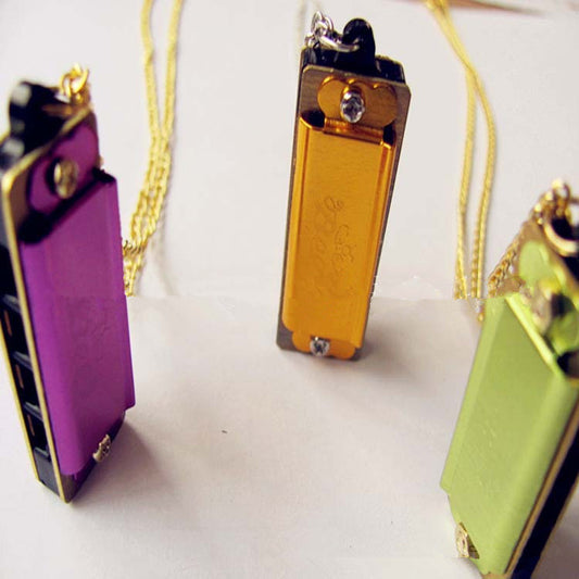 Mini 4-Hole 8-Tone Harmonica Pendant Necklace