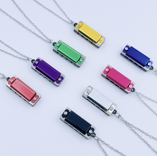 Mini 4-Hole 8-Tone Harmonica Pendant Necklace