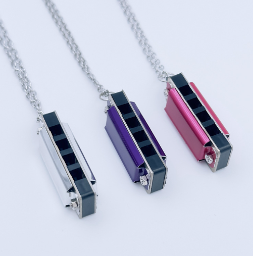 Mini 4-Hole 8-Tone Harmonica Pendant Necklace
