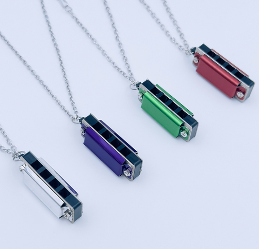 Mini 4-Hole 8-Tone Harmonica Pendant Necklace